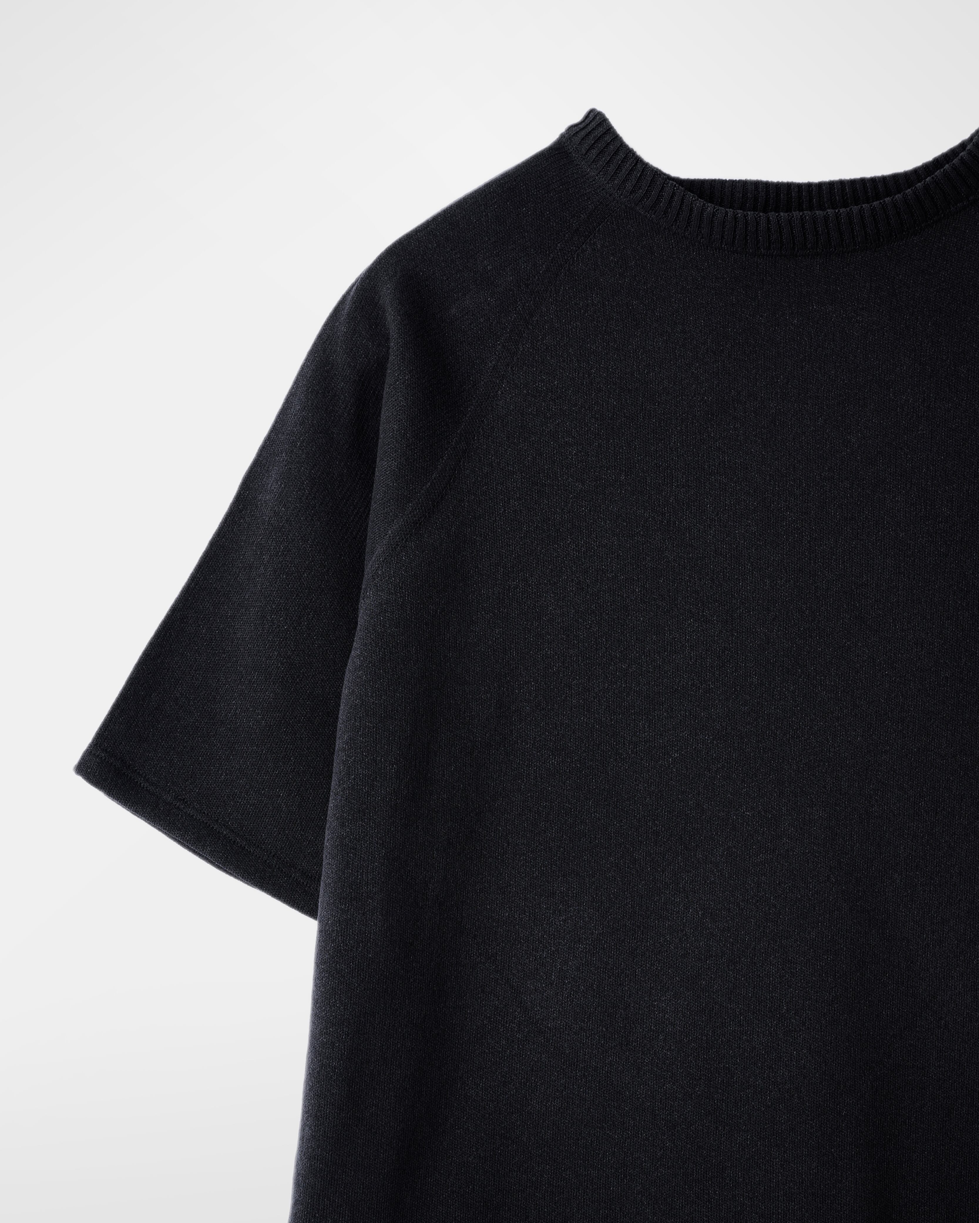 ゆったりニットTシャツ/烏ブラック | SHIMAKOROMO Lab.