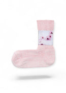 Simohuri Washi Yarn Ribbed Socks, Snow and Cherry Blossom