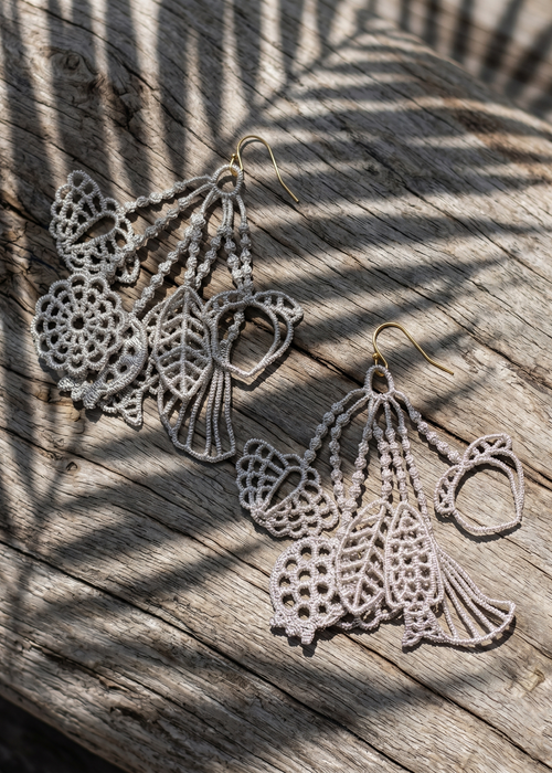 Tassel Ring Thread Earrings (Metal Thread: Silver)