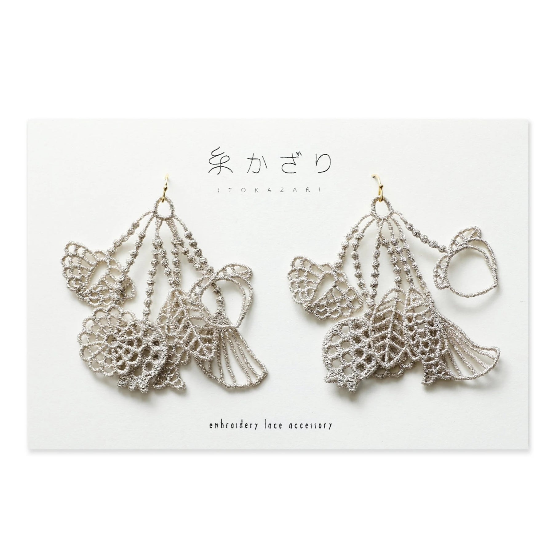 房指輪糸かざりピアス（メタル糸：シルバー）