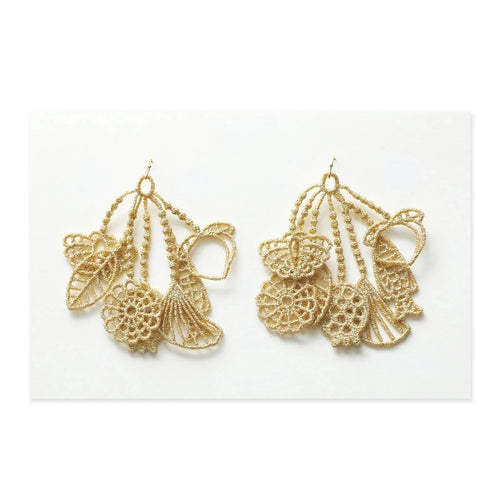 Tassel Ring Thread Earrings (Metal Thread: Gold)