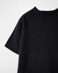 ゆったりニットTシャツ／烏ブラック | SHIMAKOROMO Lab.
