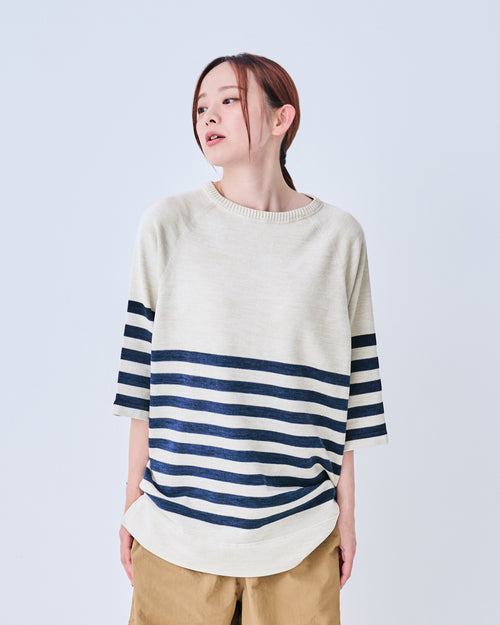 Striped knit T-shirt/Nagisa striped